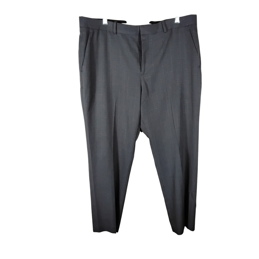 Perry Ellis Portfolio Dress Pants Gray Modern Fit Textured 38 Dress Office Work